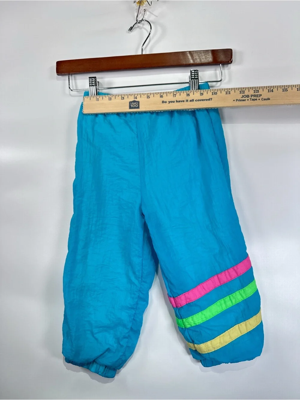 Vintage 80s 90s Windbreaker Track Pants Neon Stripe Nylon Blue 4T